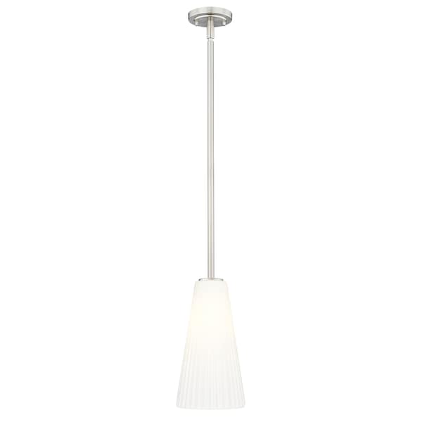 Z-Lite Farrell 1 Light Pendant, 7.25in. W x 13.75in. H, Brushed Nickel 3043P7-ROD-BN - main